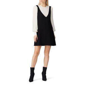 Cinq a Sept Mercer Black White Layered Long Sleeve Mini Dress Women's Size 4